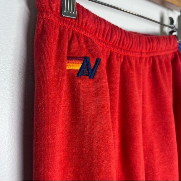 Aviator Nation 5 Stripe Sweatpants Red Neon Rainbow Sz S - Picture 6 of 8